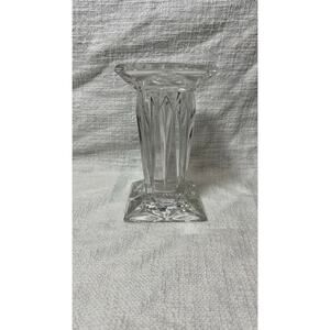 Vintage 7” Quad Prism Square Crystal Pedestal Pillar Vase Candle Holder